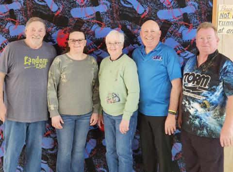Tuesday Night Championship went to L&amp;L Lanes team, from left, Rich Solberg, Shawn Lesnar, Ann Gerriets, Kevin Bohn and Austin Grimes. Tuesday Morning Championship recipients were the H&amp;R One Stop team of Gerriets, Bohn and Grimes. Reporter &amp; Farmer | Subscriber snapshot