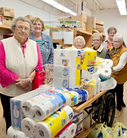 In observance of Make a Difference Day, members of Progressive Reading Circle donated paper and hygiene products to Day County Food Pantry. From left are Carol McFarland, Connie Wagner, Carol Richardt, Nancy Hallstrom, Rita Bloom and Gail Torrence. Reporter &amp; Farmer | Subscriber snapshot