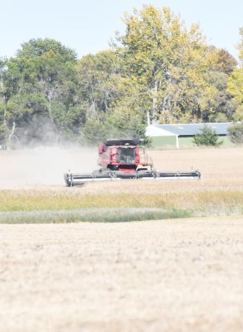 It's the time of year where farmers begin to harvest their crops. Here, a farmer combines near 145th St., Oct. 4. Reporter &amp; Farmer | Brenner Cariveau
