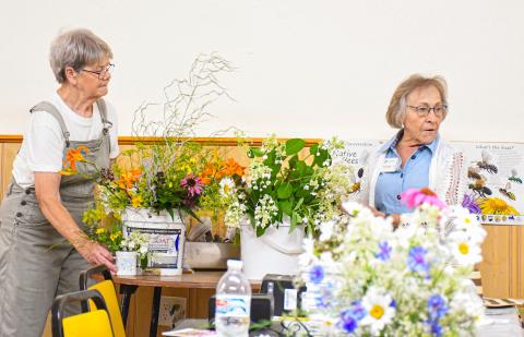 Webster area Master Gardeners Bev Schlotte and Ruby Huggett gave a presentation July 11 at Day County Arts Center for the pollinator tea event. The pair combined humor and knowledge for garden enthusiasts, focusing on educating attendees about the importance of pollinators in the world. Reporter &amp; Farmer | Amanda Dulitz