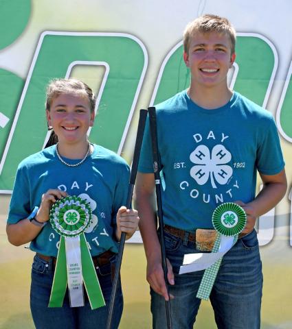 Winners of the Day County Fair 4-H beef showmanship, junior division, are Cora Larson as grand champion and Karsyn Gaikowski as reserve grand champion. They put forth their best efforts at the event Aug. 9. Reporter &amp; Farmer | Amanda Dulitz