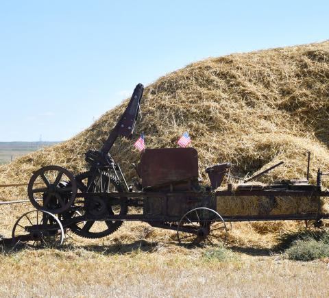 Agricultural practices were demonstrated in Andover with the semicentennial celebration of the James Valley Threshing Show taking place Sept. 6-8. Pictured here, is a vintage method of baling hay which was displayed for guests. Reporter &amp; Farmer | Brenner Cariveau