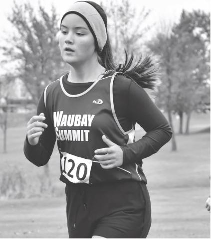 Grey Christofferson of Waubay/Summit competes in the SDHSAA Region 1B cross country meet in Webster Oct. 15. Christofferson finished in 17th place for the girls junior varsity 4k race with a time of 24:52.25 Reporter &amp; Farmer \\ Leyton Beardslee