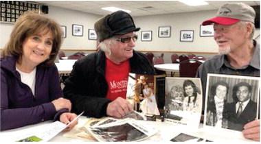 From left, Pam Linton and Sherwin Linton visited with Roger Johanning at Waubay Senior Citizens Center in December. The Lintons donated autographed photos to benefit Alex Jorgenson. Sherwin Linton, orginally from Volga, his wife Pam and band the Cotton Kings have entertained nationwide for many years. Reporter &amp; Farmer | Waubay Clipper photo