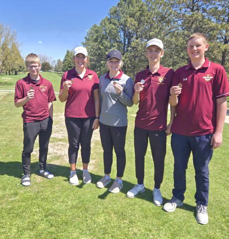 Webster Area Bearcat golfers had multiple medalists at the Northeast Conference golf tournament May 8. From left, Maverick Coester finished fourth, Bailee Ninke finished third, Mia Coester finished fourth, Seth Lesnar finished second and Quinn Simonson tied for 14th. Reporter &amp; Farmer | Subscriber Snapshot