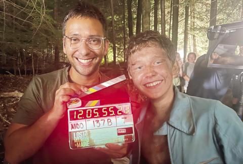 South Dakotan Andrew Kightlinger will have his film Lost On A Mountain In Maine debut across theaters in the United States Nov. 1. Here from left, Kightlinger poses with actor Luke David Blumm who portrays Donn Fendler in the film during a day of shooting. Reporter &amp; Farmer | Subscriber Snapshot