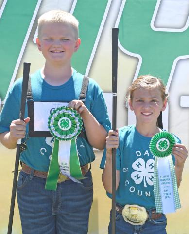 Beginner 4-H beef showmanship grand champion was Hayes Zubke while Ava Larson was reserve grand champion. They competed at the Day County Fair Aug. 9. Reporter &amp; Farmer | Amanda Dulitz