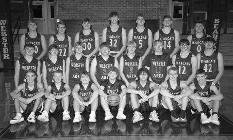 Webster Area boys basketball 2024-25 team back row from left are Michael Dorsett, Martin Dorsett, Thomas Kuecker, Gage Wik, Ian Lesnar, Matthew Mount, Tate Mammenga; middle row Jaxon Nimmer, Peyton Sichmeller, Alec Garrett, TJ Sonstebo, Grady Wagner, Sheldon Schmieg, Jeron McCreary, Jack Shoemaker; front row Seth Lesnar, Dylan Rasmus, Bristol Benike, Delaney Atherton, Mason Huwe, McKoy Pereboom and Jase Voss.