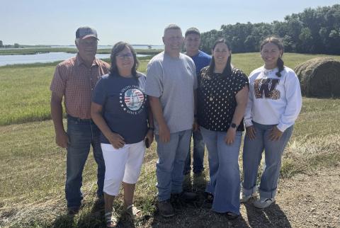 The Rumpca family on their farm near Webster: from left, Mike, Sandy, Tyler, Chelsy, Lennox and Jocelyn. Reporter &amp; Farmer | subscriber snapshot