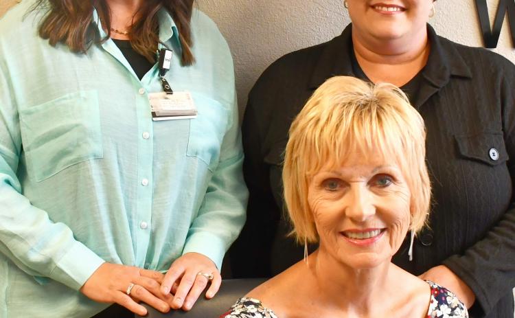 Members of Waubay Medical Group are Brenda Holscher, seated, Stepahanie Dargatz, back left and Amy Gaikowski serve as the current Avera Medical Group Waubay team with Dargatz taking over the helm for Holscher, who is retiring this month after 24 years of service to the community. Reporter &amp; Farmer | Luke Caputo