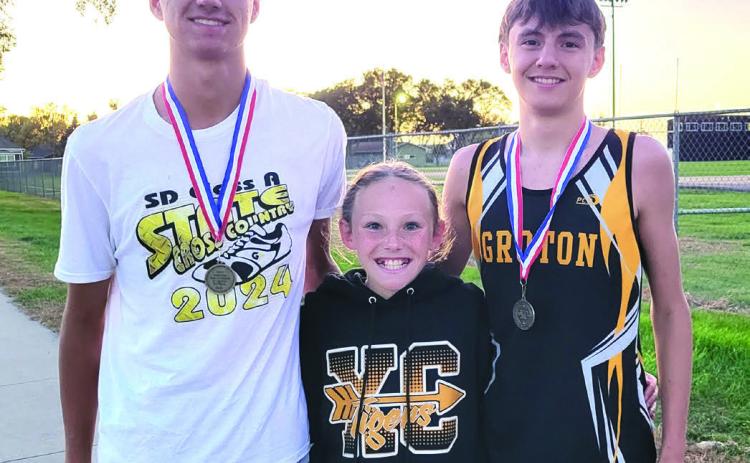 Groton cross country first place finishers at Sisseton XC meet Oct. 2 in Sisseton are, from left, Jayden Schwan for the varsity boys 5k, Avery Huber for the middle school girls 3k and Riley Shellenberger for the junior varsity boys 4k. Reporter &amp; Farmer | Subscriber snapshot