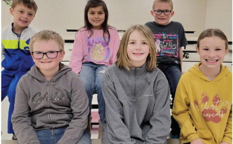 Webster Area Elementary School students of the month for March, by grade, from front, fourth Hayes Zubke, third Isabella Treece, fifth Embry Duenwald; back, kindergarten Lawson Vander Linden, first Eliza Bloom and second Zane Hubsch. Reporter &amp; Farmer | Subscriber snapshot