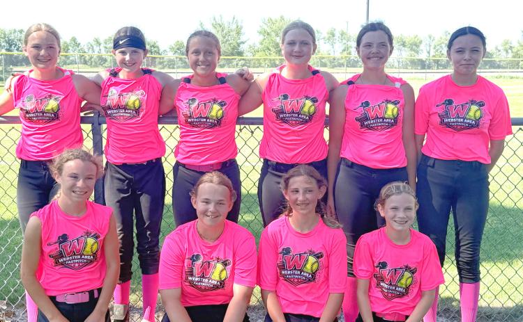 Webster fast pitch softball 12U competed in their last tournament of their first ever season July 11. They won two and lost two during the tournament and ended sixth out of 14 teams. From left front, Embry Duenwald, Journee Meier, Ava Niles, Gabby Duenwald; back, Camren Snaza, Brynlee Christensen, Lydia Petersek, Karley Lone, Arianna Altstadt, Penny Rencountre and not pictured Hannah Crawford. Reporter &amp; Farmer | Subscriber snapshot