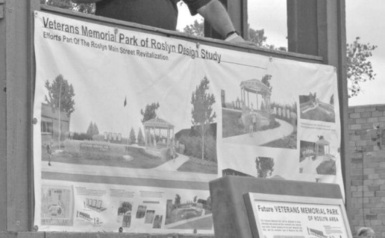 Reporter & Farmer \\ Luke Caputo Terry Corner speaks at the Veterans Memorial Park dedication ceremony June 15 during Roslyn’s Vinegar Festival. _____ ____________________________________________