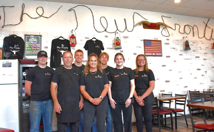 The New Frontier Steakhouse &amp; Lounge is standing proud on Webster’s Main Street. With fresh steak and friendly support staff, The New Frontier welcomes everyone. From left, Caleb Gaikowski, Aaron Gaikowski, Aiden Gaikowski, Kristi Gaikowski, Gabriel Gaikowski, Alivia Kuecker and Ava Bjerke.