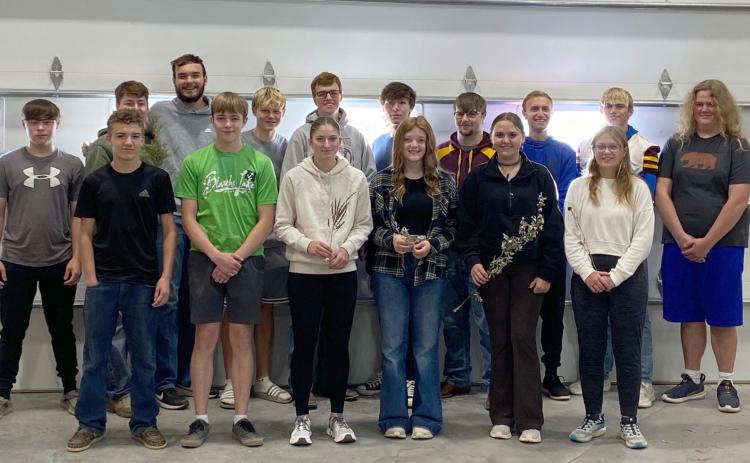 Webster Area High School plant science participants are from left, front, Erwin Strelow, Tevin Howder, Chloe Mammenga, Mackenzie Atherton, Lola Wells, Bryn Sippel; back, River Johnson, Caleb Gaikowski, Dylan Carlson, Alec Garrett, Blaise McGregor, Gage Premus, Matthew Angioleli, Carson Sattler, Gage Baumgarn and Jaxon Ash. Reporter &amp; Farmer | Subscriber snapshot