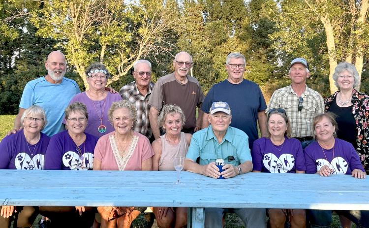 Bristol Pirates class of 1974 celebrated their 50th class reunion Aug. 24 in rural Bristol. Attending were, from left, front, Diane (Ausland) Hammon, Gayle (Herr) Horter, Sandy (Wattier) Cadiena, Julie (Kambestad) Brownell, Rodney Putnam, Lori (Vehe) Ash, Deb (Bartell) Brandlee; back, Jeff Skaare, Donna Gebur, Dan “Deacon” Grode, Robert Kolkman, Cliff Anderson, Mark Brandlee and Betty (Jensen) McIntyre. Reporter &amp; Farmer | Subscriber snapshot