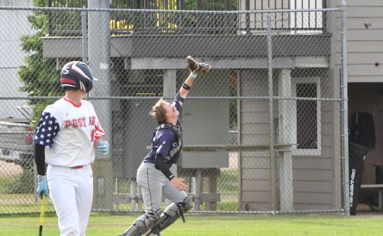 Post 40 played against Sisseton Post 40 June 25. Catcher Sheldon Schmieg catches a pop fly and securing the second out during the third inning. Reporter &amp; Farmer | Connor Handrahan