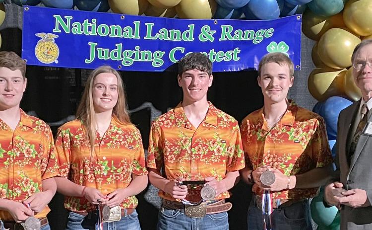 Day County 4-H team of, from left, Caleb Gaikowski, Bobbi Eide, Tigh Gaikowski, Caleb Weyh and their coach Fred Zenk placed third in the National Range Judging Event near El Reno, OK. Eide placed fourth in the nation and Caleb Gaikowski placed seventh individually. Teams were escorted and coached by Fred and Cindy Zenk, Webster. Reporter &amp; Farmer | Subscriber snapshot