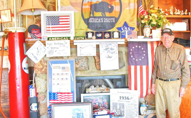 In honor of America’s 250th birthday, Junior Pereboom set up a small area to honor America’s history. This memorial has items that show everything America has been through and Pereboom said he set it up to honor the memory of all the people who dedicated their lives to creating a country where we can live freely. Reporter &amp; Farmer | Connor Handrahan