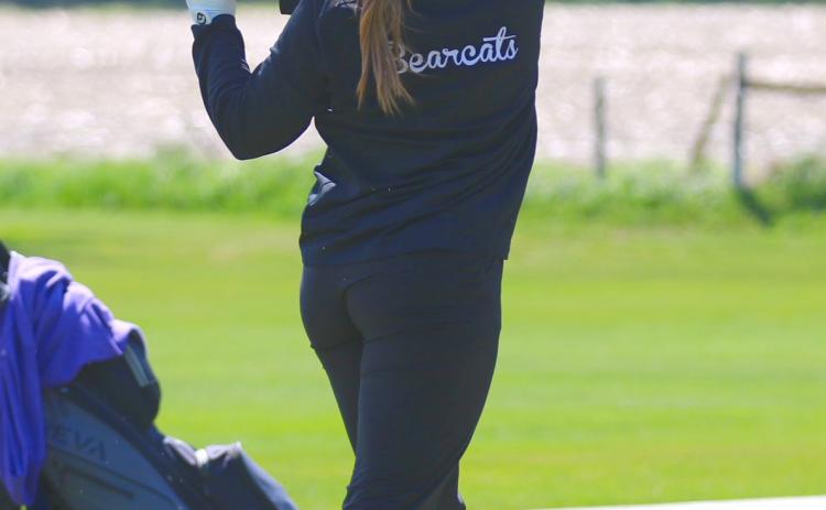 Webster Bearcat Bailey Ninke follows through on a stroke during the Region 1B golf tournament at the Prairie Winds golf course in Watertown May 22. Ninke grabbed a sixth place finish by shooting 99. Reporter &amp; Farmer | subscriber snapshot