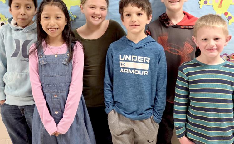 Webster Area Elementary School students of the month for April by grade, are from left, front, second Sofia Perez, first Cody Carey, kindergarten Oliver Siglin; back, fifth Luis Perez, fourth Aaliyah Lone and third Hunter Ruff. Reporter &amp; Farmer | Subscriber snapshot