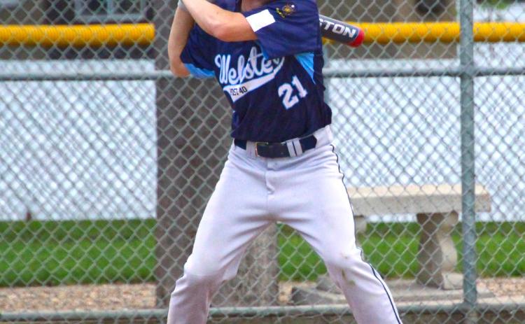 Martin Dorsett of Webster Legion Post 40 waits for a pitch during the team’s 2-0 win over Clark June 19. The game was the first of a doubleheader held in Clark with the second game being a 0-10 loss for Webster. Reporter &amp; Farmer | subscriber snapshot