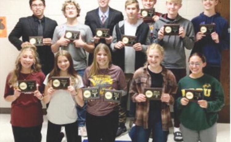 Webster Area Bearcat cross country runners received end of season awards. Pictured from left, front are Remi Hubsch, Abbi Mays, Abbi Garrett, Hannah Sonstebo and Jocelyn Rumpca. Pictured back, left are: Justin Ponce, Gavon Larson, Blaise McGregor, Gabriel Gaikowski, Alec Garrett, Grady Wagner and Jase Voss. Reporter &amp; Farmer | Subscriber Snapshot