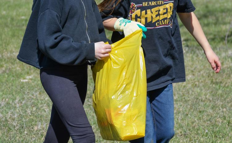 Members of several Webster Girl Scout troops gathered at the Webster Girl Scout Park April 22 for Earth Day where they spent time collecting loose garbage and trash to clean up the public space. Pictured are Olivia Ewing and Ava Schulz. Fourteen girls from kindergarten to third grade made up the group of Daisy and Brownie troops. Reporter &amp; Farmer | Amanda Dulitz