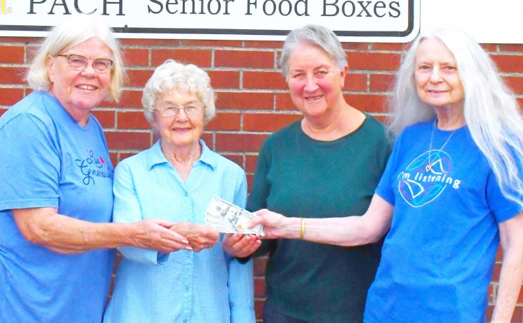 Shepherds’ Journey of Hope raised $1,003 for Day County Food Pantry Sept. 29. This is the third year they’ve made this contribution and it’s all in honor of the late Chuck Aleck. From left, Winnie Jacobs, Carol Richardt, Jean Johnson and Bondell Raeder-Aleck. Reporter &amp; Farmer | Connor Handrahan