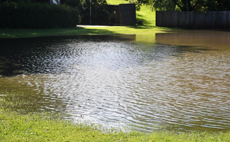 A lot on the corner of W. Eighth Ave. and W. Seventh St. in Webster was flooded after an overnight storm rolled through Aug. 14, bringing an estimated 3.5 inches in Webster. Reporter &amp; Farmer | Leyton Beardslee