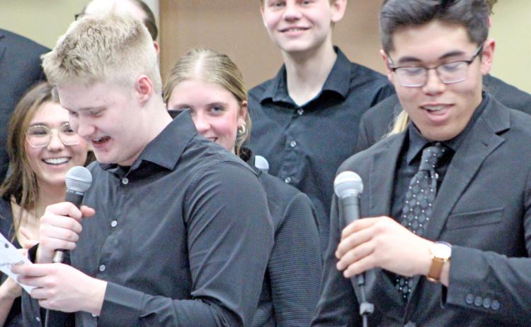 Webster Area High School Cabaret was March 17 at the Webster Armory. Pictured here are Kodee Marx, Isaac Zacher, Chloe Kvernevig, Alec Garrett and Justin Ponce. Reporter &amp; Farmer | Subscriber snapshot