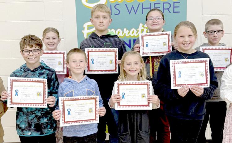 Top Overall AR Point Holder for Webster Area Elementary School for the 2025-26 school year was Cayston Hanson with 634.7 points. Top AR readers of each class are, from left, front, Edgar Hamann, third; Layton Randall, third; Auby James, first; Hanson, first; Adeline Siglin, second; Mavis Stoebner, second; back, Leah Waldner, fourth; Dominic Waldner, fifth; Gracelynn Chevelair, fifth and Nolan Rasmus, fourth. Reporter &amp; Farmer | Subscriber snapshot