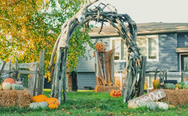 Halloween decorations made by Shay Clemensen are pictured Oct. 22 in Webster. Besides making his own Halloween props he also grows pumpkins to carve and use as decoration. Reporter &amp; Farmer | Leyton Beardslee
