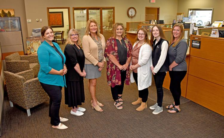 CorTrust Bank in Webster is a one-stop shop for your banking and insurance needs. Team members there are, from left, loan officer Natalie Zirbel, loan processor Suzie Miller, CorInsurance Insurance agent Kim Sinner, branch manager and loan officer Lana Holland, customer service representatives Robin Howell and Dessa Anderson and lead customer service representative Muranda Schlechter. Not pictured is internal auditor Danielle Larson.