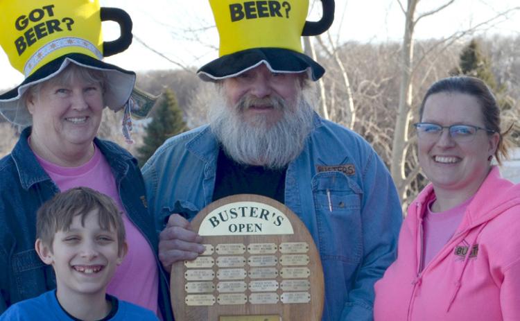 Reporter &amp; Farmer | Subscriber snapshot Peggy and Buster Sichmeller, in back, presented the “In the Toilet” award to Luke Sichmeller, left and Amber Olson, right who placed last.