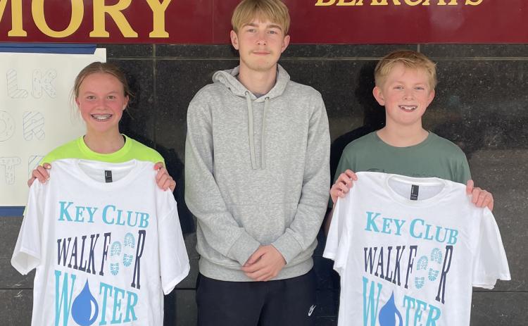 From left Portlyn Johnson, Grady Wagner and Hunter Sinner show up for Webster Key Club’s Walk for Water. Johnson and Sinner were the first to complete the walk. Walk for Water has a goal to raise money for the Thirst Project, which is a charity that provides clean water across the globe. Reporter &amp; Farmer | Subsciber Snapshot