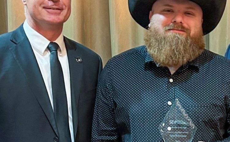 South Dakota Attorney General Marty Jackley with Roberts County State’s Attorney Dylan Kirchmeier during South Dakota State’s Attorneys Association’s annual meeting May 2 where Kirchmeier, a Webster Area High School graduate, was awarded Prosecutor of the Year. Reporter &amp; Farmer | Subscriber snapshot
