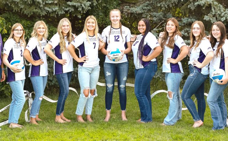 Waubay-Summit Mustang 2024 volleyball team are from left, Head Coach Shonda Holscher, Brianna Lindholm, Kayce Berger, Caley Boik, Liza Purdy, Mackenzie Zubke, Casharie Neilan, Katie Snyder, Rhianna Jorgenson, JoZee Snyder and Assistant Coach Katie Thompson. Not pictured: Callie Miller, Sage Gaikowski, Bailey Utne, Nevaeh Edwards and Elise Aker.