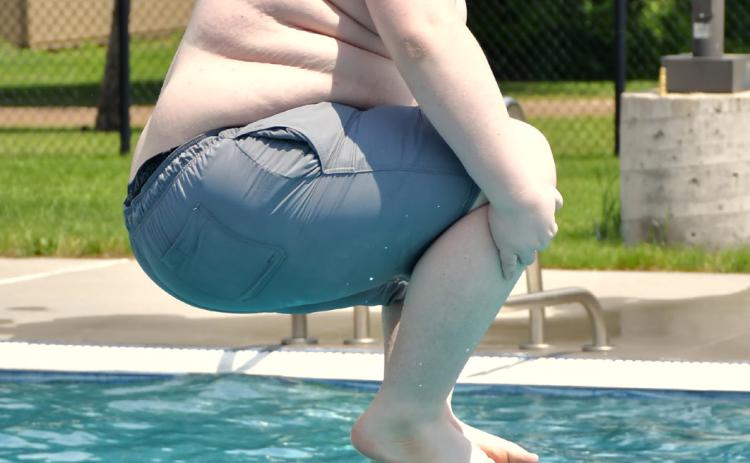 Jackson Gabriel cannonballed into the pool during the opening day of the Webster Aquatic Center June 2. Reporter &amp; Farmer | Leyton Beardslee