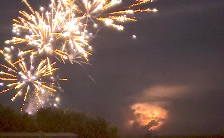 Independence Day fireworks popped and sparkled over the water of Breske Bay, Waubay Lake. In the distance, lightning lit the sky, creating a unique show for America’s 250th anniversary. Reporter &amp; Farmer | Timothy Gibson
