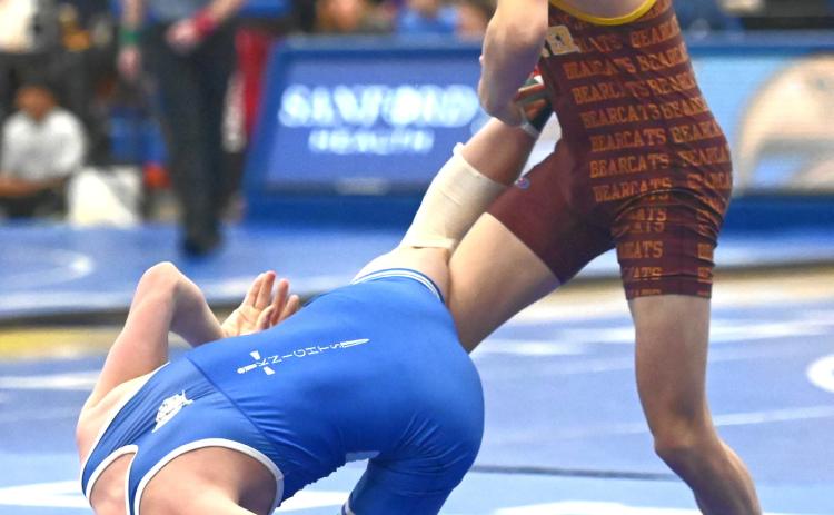 Tayten Kurkowski flips his opponent during the Lee Wolf Invitiational Jan. 31 in Aberdeen. Kurkowski placed seventh with a record of 2-2 and earned five team points. Reporter &amp; Farmer | Brianna Jorgenson, Captured Creations Photography