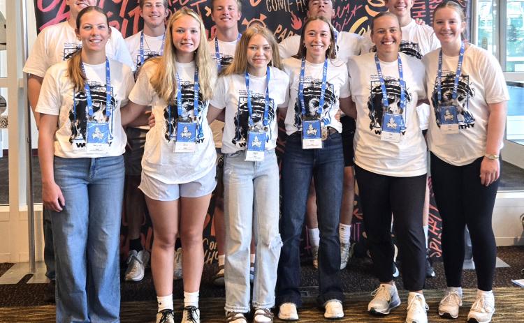 A group of high school students attended a youth conference in Rochester, MN July 10-12. From front left, Samantha Ermer, Claire Halvorson, Mallory Snaza, Macee McGregor, Sage Gaikowski, Callie Shoemaker; back, Blaise McGregor, Gabriel Gaikowski, McKoy Perebooom, Nathan Hubsch and Aiden Gaikowski. Reporter &amp; Farmer | Subscriber snapshot