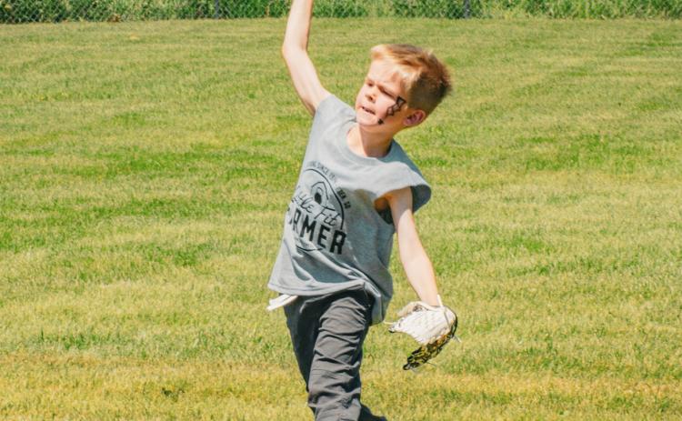 Colt Allen makes a throw from the outfield during a Muskrat baseball game at Eden Days June 28. He is the son of Ethan and Becky Allen of Eden. Reporter &amp; Farmer | Leyton Beardslee