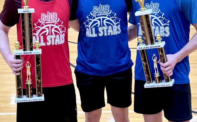 Webster Area Bearcats, from left, Matthew Mount, Jeron McCreary and Jack Shoemaker were selected to participate in NEC All Star Game March 28 in Sisseton. Mount received Game MVP award and Shoemaker was the slam dunk contest winner. Webster Area Bearcat girls Bailey Ninke and Karli Sannes were nominated to play in the All Star Game, but did not participate. Reporter &amp; Farmer | Subscriber snapshot