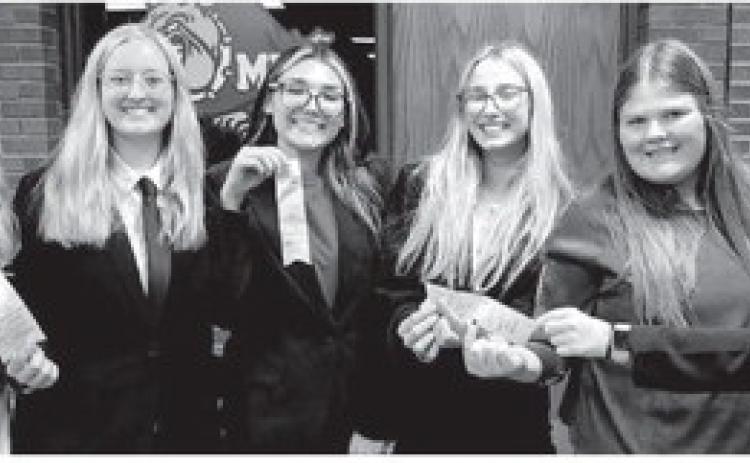Webster Area School oral interp team participated in its first meet of the season at Milbank High School. From left are Remi Hubsch - superior-Serious, excellent plus-Humor; Courtney Simonson - superior-Duet; Kodee Marx - excellent plus-Oratory, superior-Duet; Delilah Buxton - superior-Storytelling and Duet; Kelsey Fischer - superior-Oratory and Alivia Kuecker- superior-Duet. Reporter &amp; Farmer \\ Subscriber snpashot