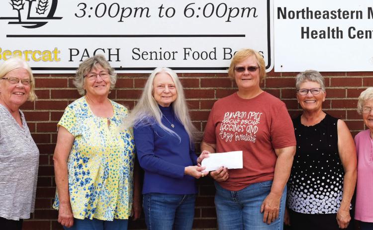 Shepherds’ Journey of Hope raised $1,100 for Day County Food Pantry during a benefit meal held during the Chuck Aleck memorial Sept. 14. Food pantry volunteers are pictured Sept. 30., from left, Winnie Jacobs, Mary Wagner, Bondell Raeder-Aleck with Shepherds’ Journey of Hope, food pantry director Margaret Kwasniewski and volunteers Susie Hanson and Carol Richardt. Reporter &amp; Farmer | Leyton Beardslee