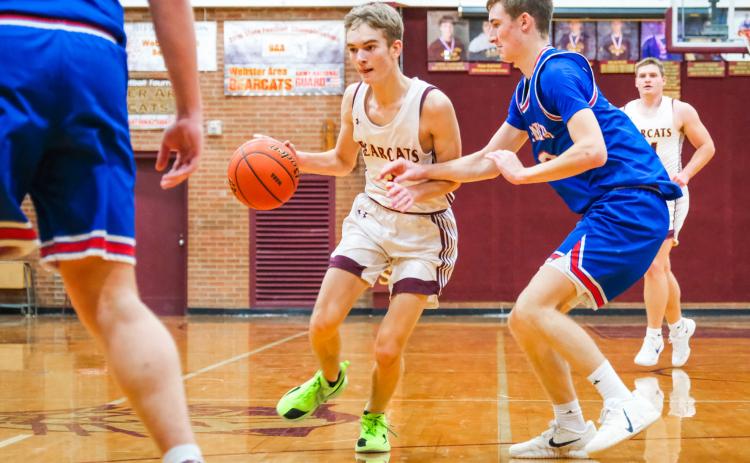 Seth Lesnar of Webster Area takes the ball up the court during the Bearcats 42-64 loss to Warner Monarchs Dec. 13 in Webster. Lesnar finished with a team high 16 points and also grabbed five rebounds. Reporter &amp; Farmer | Leyton Beardslee