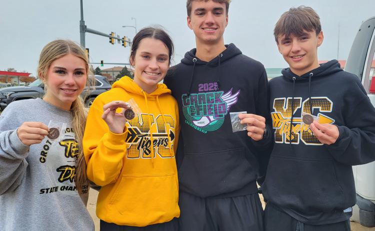 Groton Area cross country runners, from left, Reyelle Gilbert, Kella Tracy, Jayden Schwan and Riley Schellenberger qualified for the SDHSAA Class A meet in Huron Oct. 25. Reporter &amp; Farmer | Subscriber snapshot
