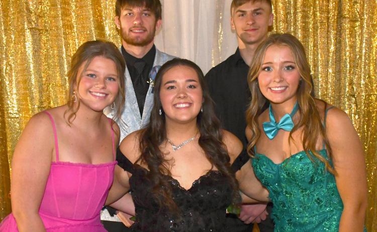 Members of the Webster Area High School student council posed for a picture April 14 during their junior-senior prom. Pictured from left are senior class president Alaina Baumgarn, student council president Trace Shoemaker, senior class vice president Joslyn Haugen, junior class president Gavin Witt and sstudent council and junior class vice president Harley Johnson. Reporter &amp; Farmer | Amanda Dulitz